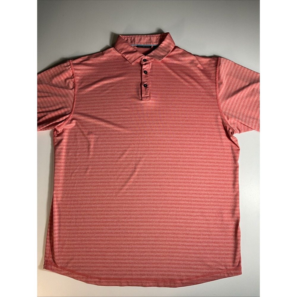 Devereux Golf Men's Polo Orange Striped Embroidered Whirlwind Mens Sz XL